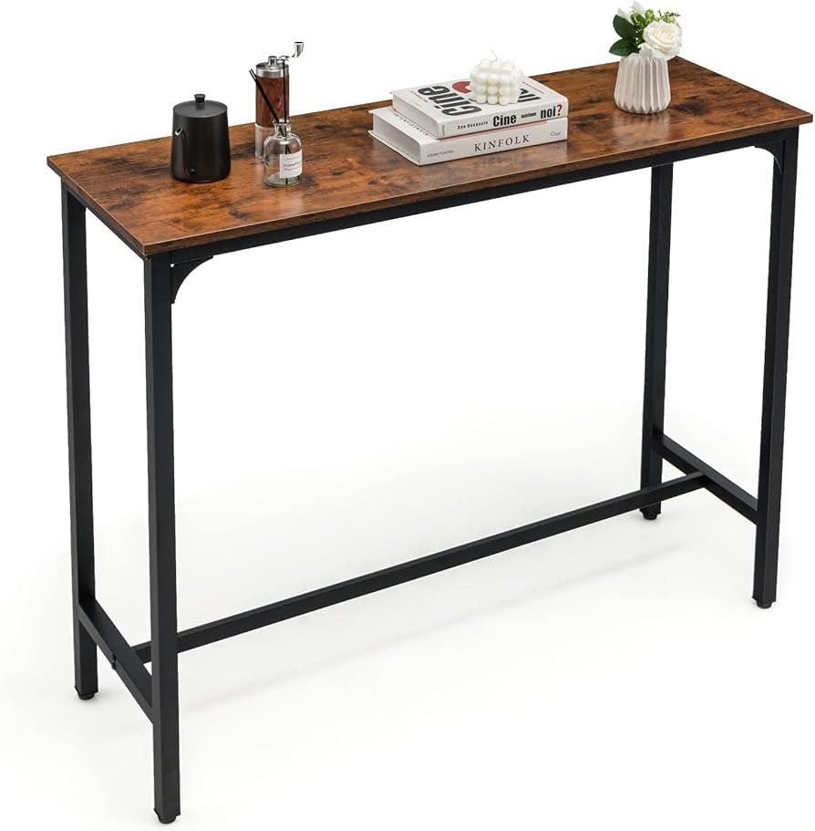 Giantex 48" Narrow Console Table - Long Bar Table, Rectangular Kitchen Dining Table w/Steel Frame... | Amazon (US)