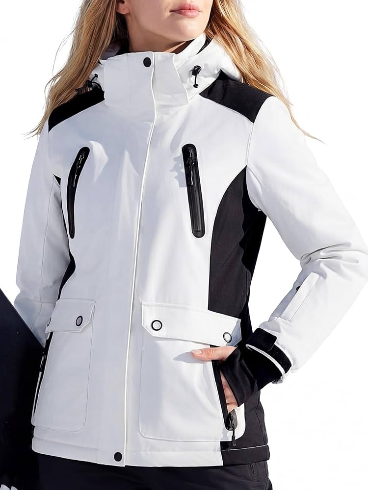 FREE SOLDIER Women's Waterproof Ski Snow Jacket Warm Fleece Lined Winter Rain Jacket with Hood Fu... | Amazon (US)