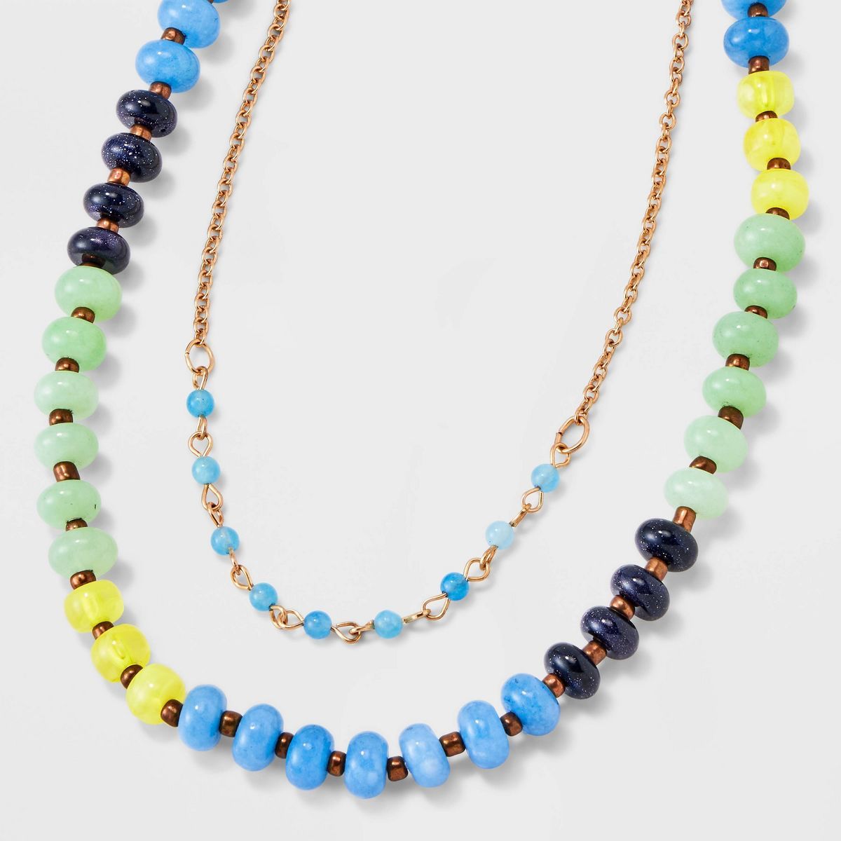 Semi-Precious Beaded Color Blocked Multi-Strand Necklace - Universal Thread™ | Target