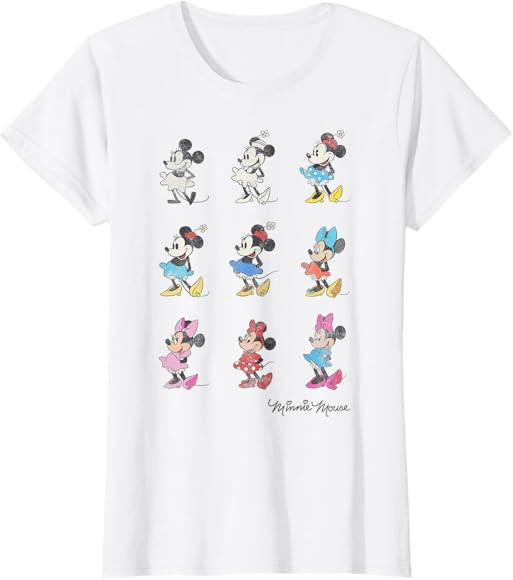 Disney Mickey And Friends Minnie Mouse Through The Years Short Sleeve T-Shirt,Small | Amazon (US)
