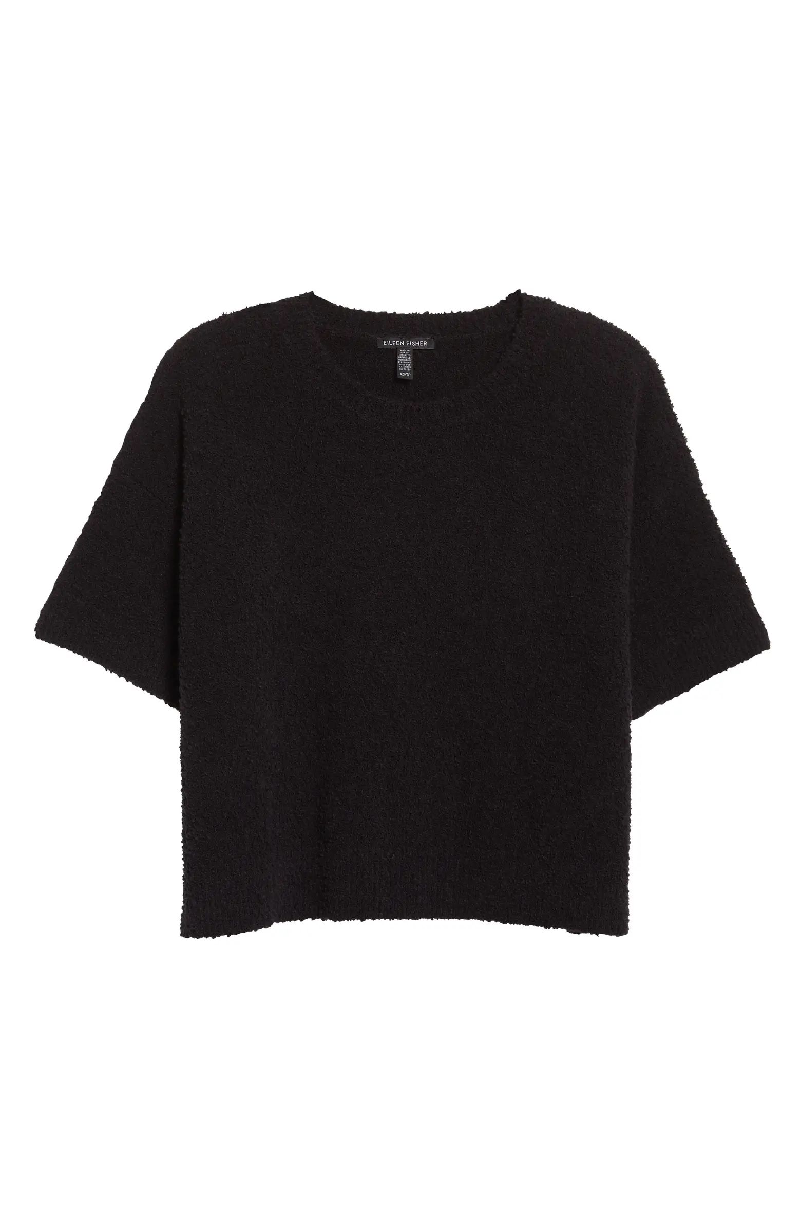 Short Sleeve Organic Cotton Blend Bouclé Sweater | Nordstrom