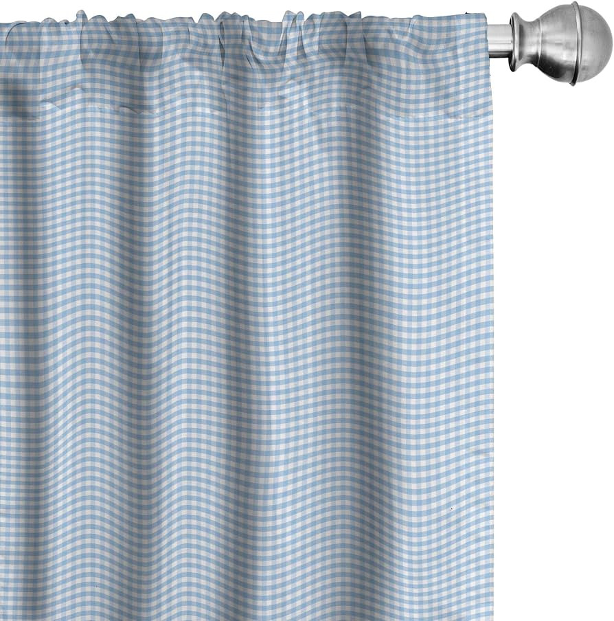 Ambesonne Checkered Window Curtains Pack of 2, Little Squares and Stripes Pastel Color Gingham Re... | Amazon (US)