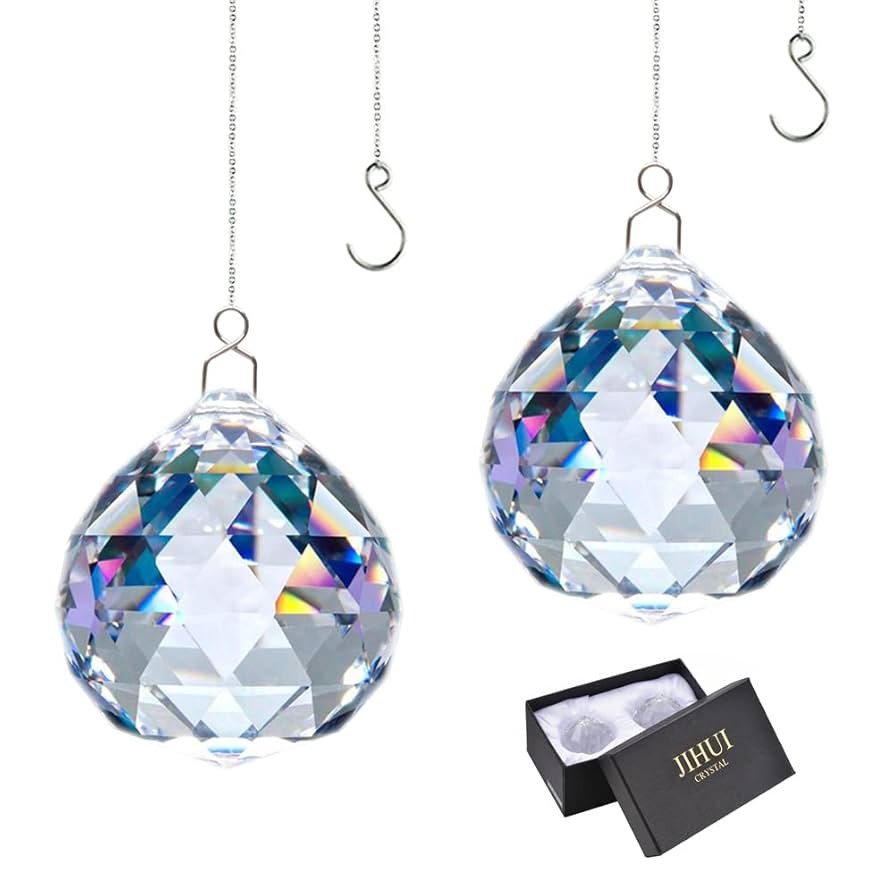Suncatcher Crystals Ball Prism Window Rainbow Maker with Chain for Easy Hanging 40 mm 2 Pack | Amazon (US)
