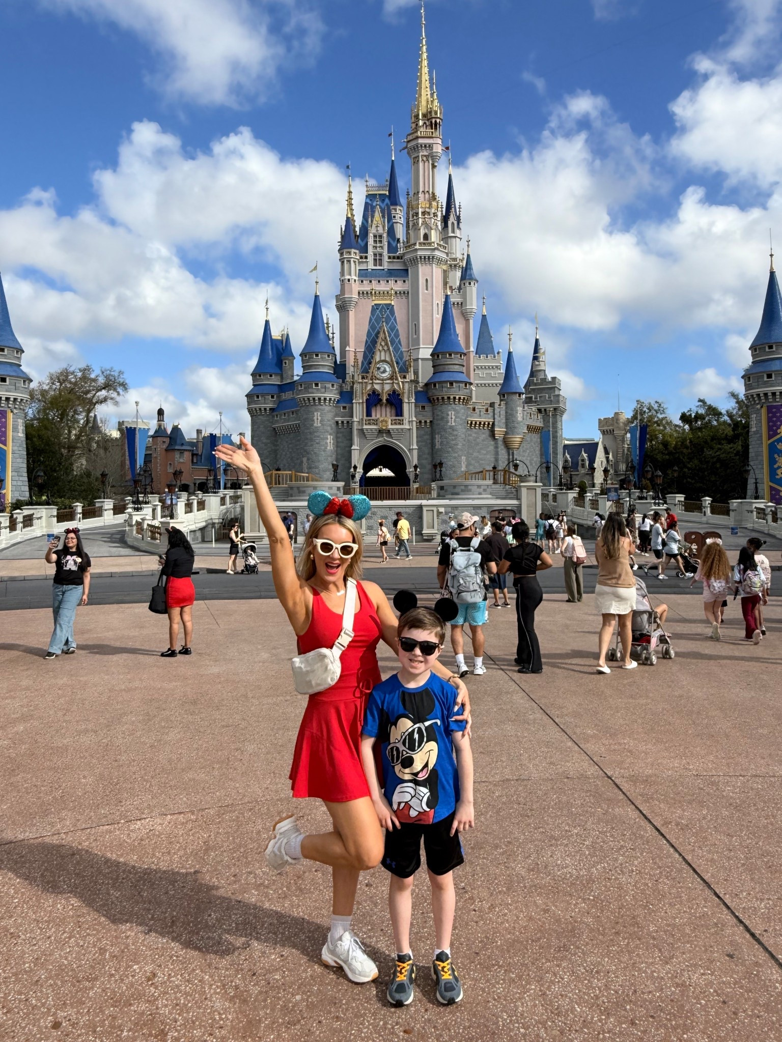 A day at Disney’s Magic Kingdom calls for a comfy athleisure outfit paired with Minnie & Mickey ears. 
Wearing size small in red tennis dress. I love the drawstring front detail & attached shorts.  Reynolds' Mickey set was great for the day. He wore size 7  

#disneyoutfit #disneyfit #tennisdress #redtennisdress #magickingdomoutfit #minnieears #disneyoutfitforboys #boysdisneyset 

#LTKKids #LTKootd #LTKOver40