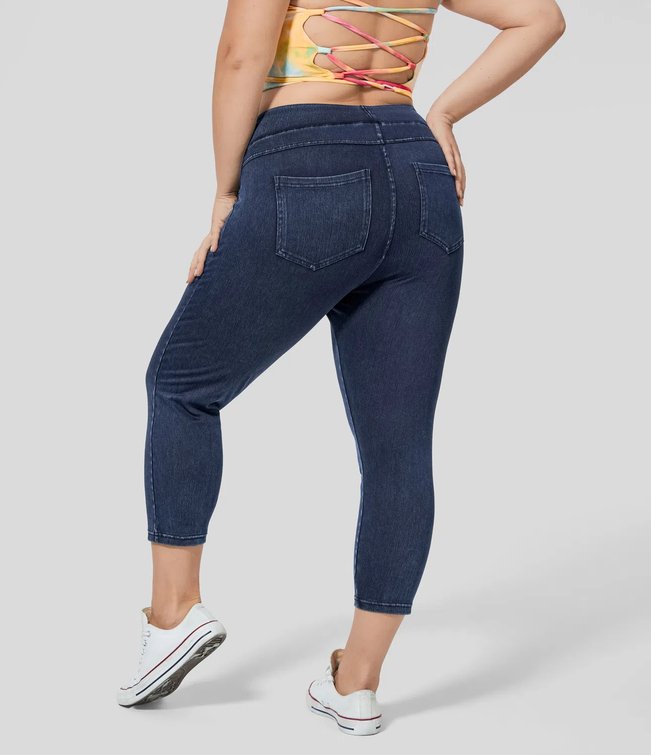 Women’s Halara Flex™ High Waisted Pocket Denim Capri Plus Size Casual Leggings - Halara | HALARA