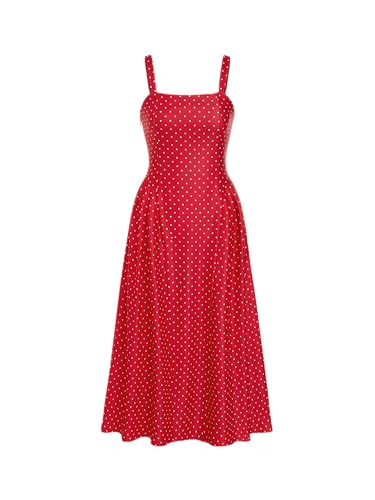CIDER Womens Polka Dots Summer Casual Dresses Square Neck Sleeveless Midi A Line Elegant Dress | Amazon (US)