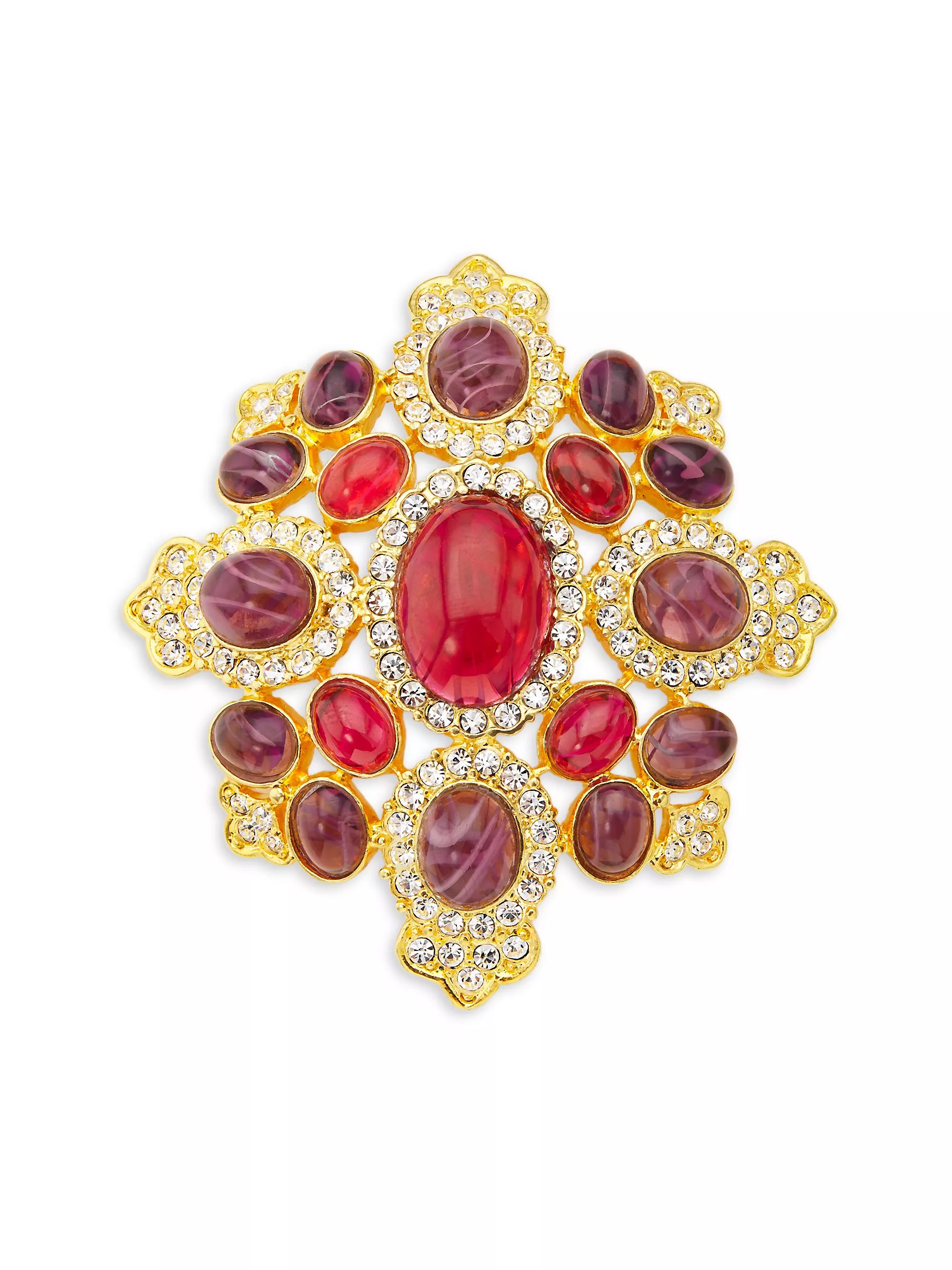 22K-Gold-Plated & Glass Brooch | Saks Fifth Avenue