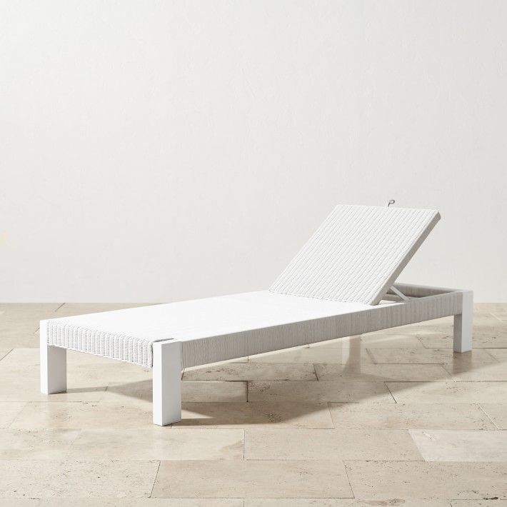 Larnaca Outdoor White Metal x All-Weather Weave Chaise | Williams-Sonoma