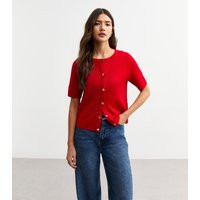 Women's Red Compact Knit Short Sleeve Cardigan New Look | New Look (UK)