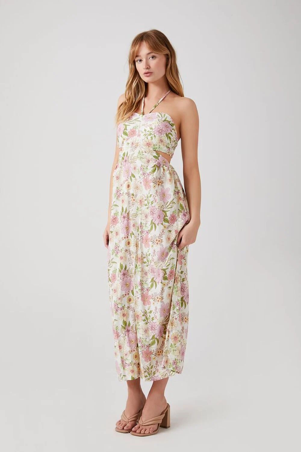 Floral Cutout Halter Midi Dress | Forever 21 (US)