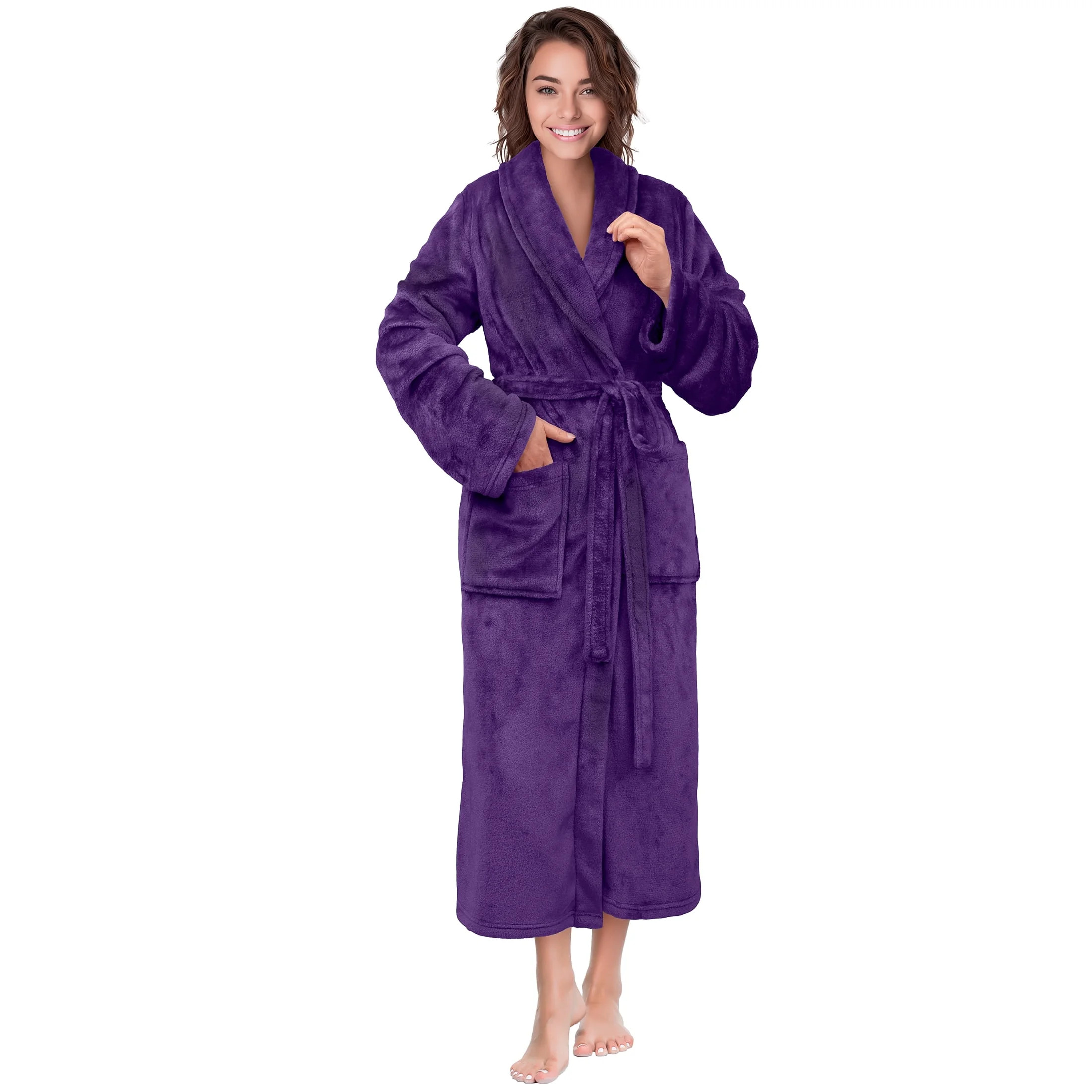 PAVILIA Purple Women Robe Fleece Plush Soft, Fluffy Fuzzy Cozy Warm Lightweight Bathrobe, Shower ... | Walmart (US)