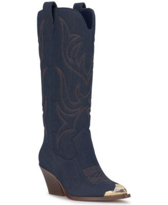 Jessica Simpson Women's Zuliena Cowboy Half Zip Boots - Indigo Dark Denin | Macy's