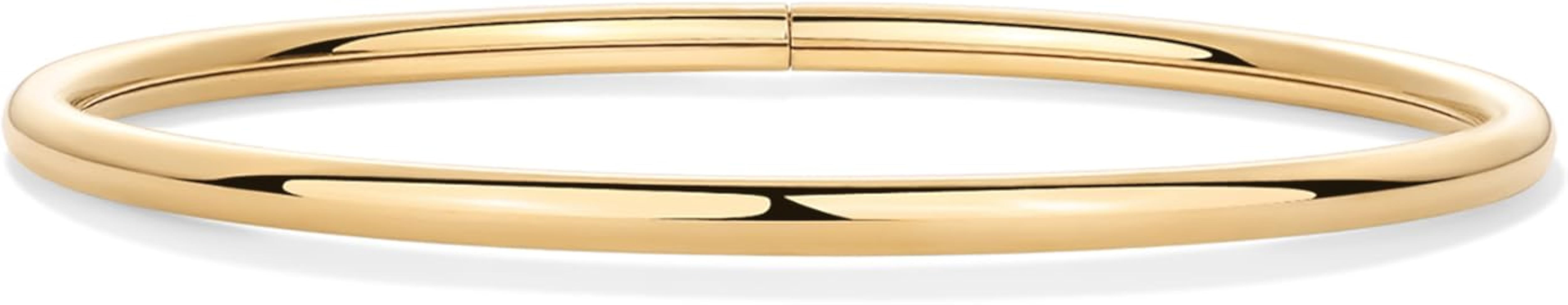 PAVOI 14K Gold Plated Bangle Bracelet for Women | Classic Lightweight Stacking Stainless Steel Br... | Amazon (US)