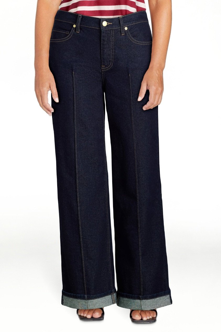Free Assembly Women's Wide Leg High Rise Pintuck Jeans, 29” Inseam, Sizes 0-20 | Walmart (US)