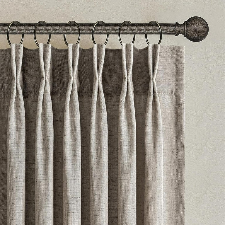 108 Inch Pinch Pleated Linen Curtains 2 Panels,Burlywood Semi Sheer Curtains with Pleated Hooks B... | Walmart (US)