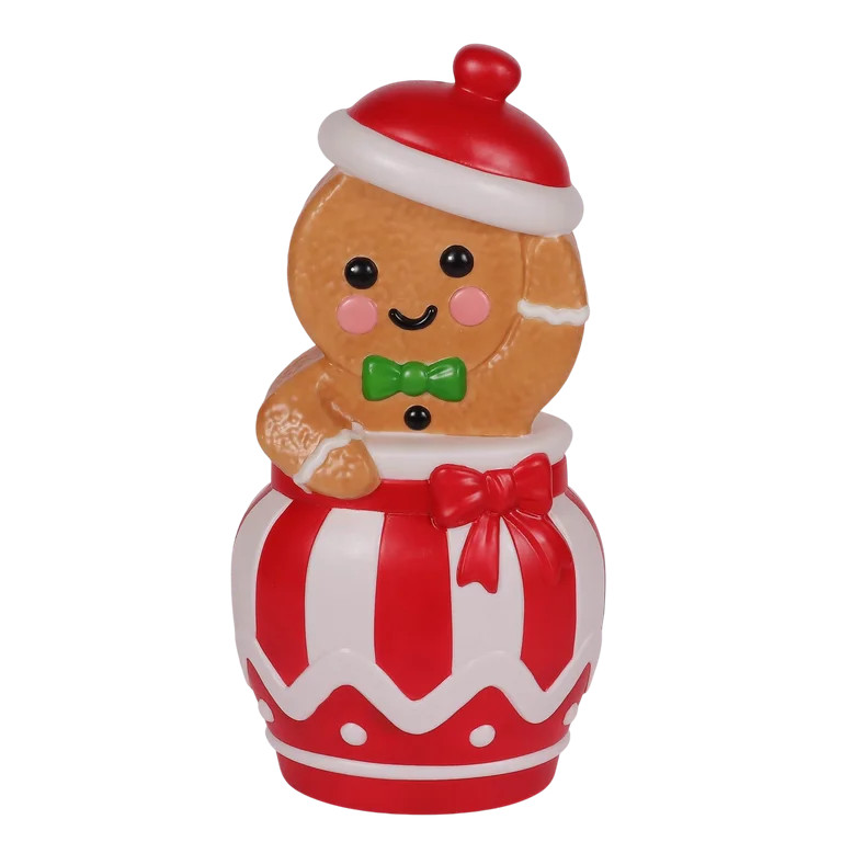 Lighted Blow Mold Gingerbread in Cookie Jar Outdoor Christmas Decoration, Multi-Color, 32", by Ho... | Walmart (US)