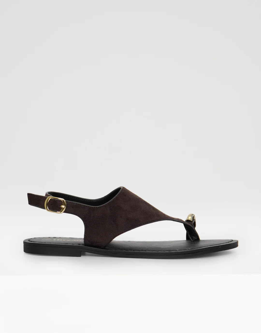 T-Strap Toe Loop Sandals in Chocolate Brown | Threadbare UK
