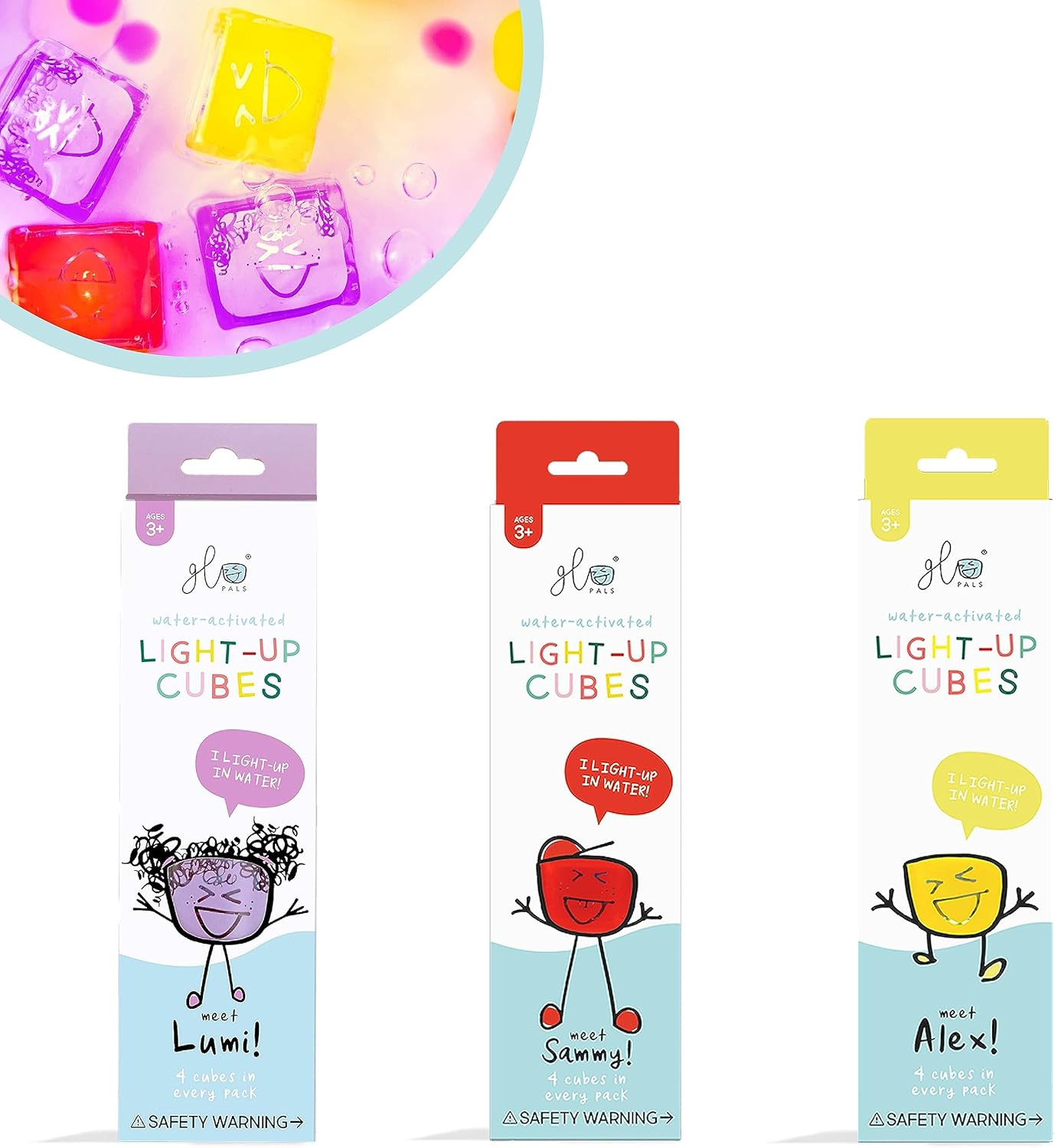 Glo Pals Water-Activated Light-Up Cubes Bundle for Sensory Play (Wacky Wild West – Purple, Yell... | Amazon (US)