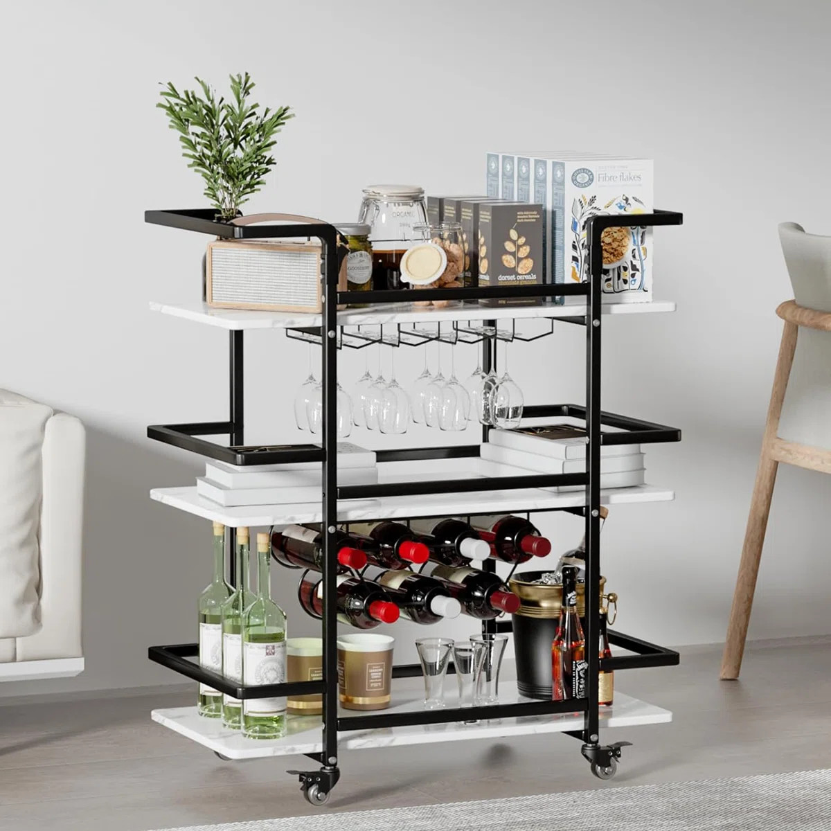 Zoela Metal Golden Bar Cart, 35''x32''x15'' | Wayfair North America