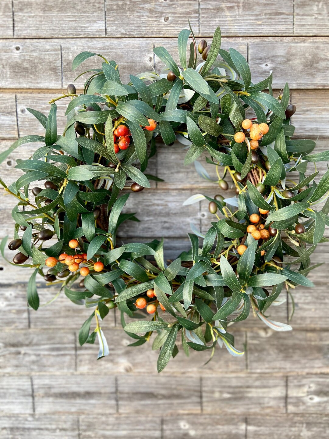 Olive Branch and Orange Berry Wreath Modern Farmhouse Decor - Etsy | Etsy (US)