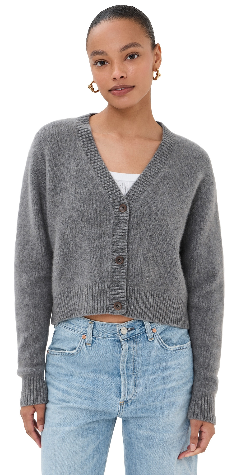 The Elder Statesman Cashmere Boxy Cardigan Light Grey L | Shopbop