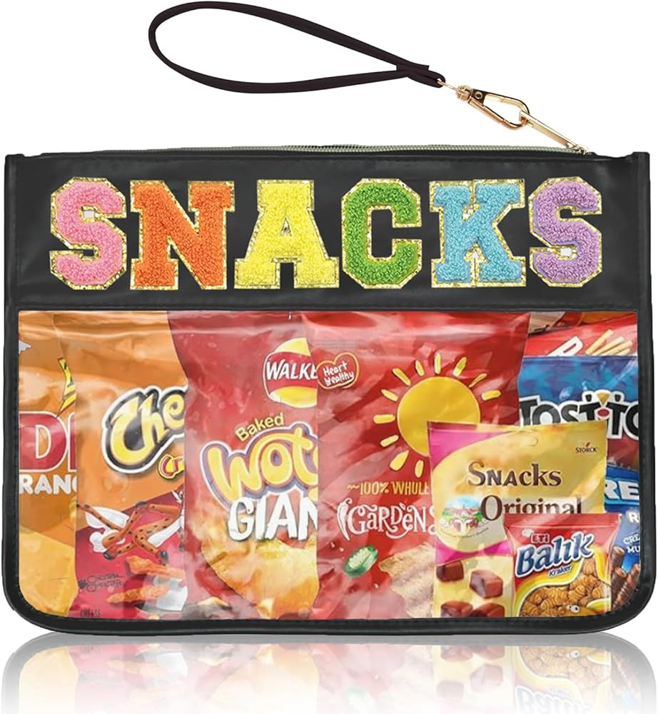 Snack Bags Clear Pouch Travel Makeup Bag Chenille Letter Bags for Zipper Pouch Clear Cosmetic Bag... | Amazon (US)