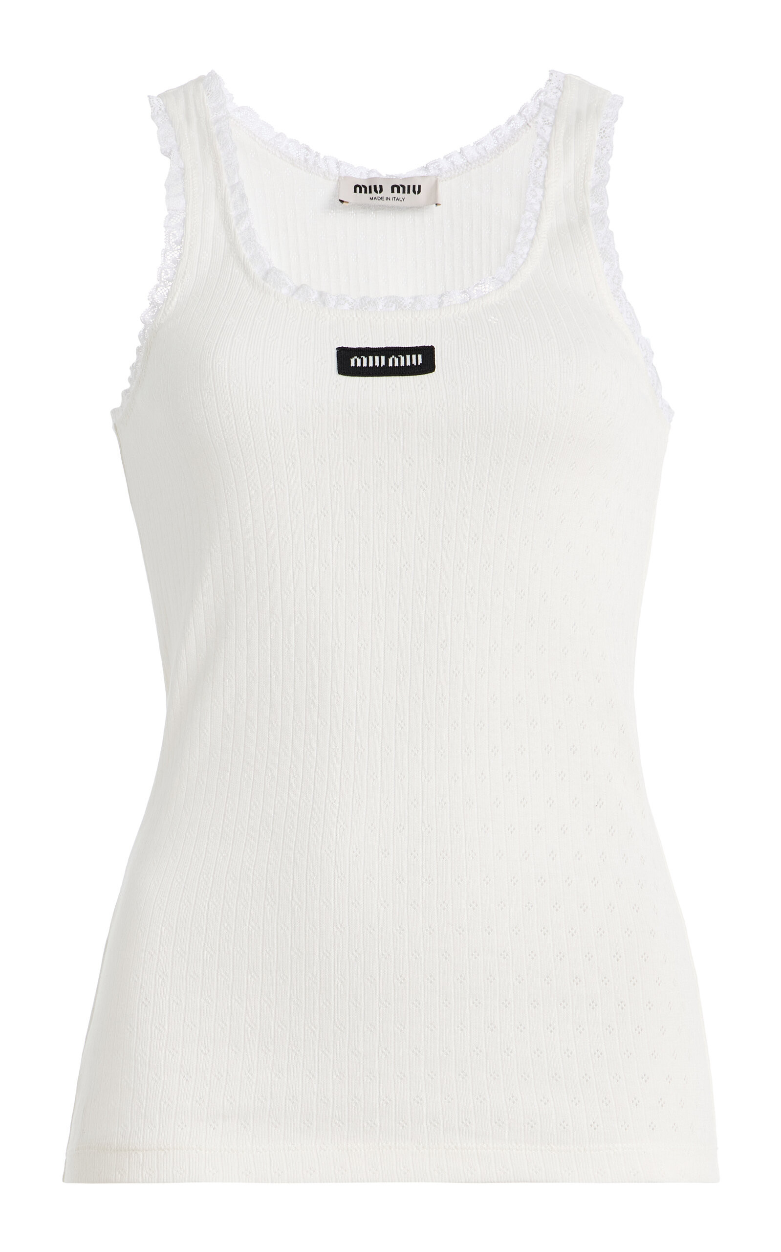 Miu Miu Pointelle Knitted Cotton Tank Top - Moda Operandi | Moda Operandi (Global)