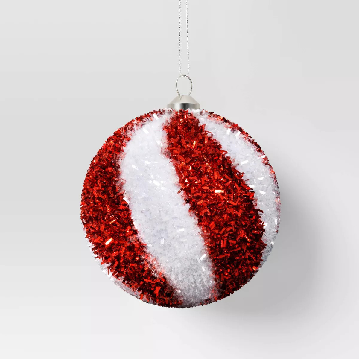 Christmas Tinsel Ball Peppermint Red and White Ornament - Wondershop™ | Target