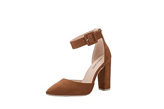 Mila Lady (BERYL-08 D'Orsay Classic Ankle Strap Elegance Pointed Toe Lady Block Chunky Heeled Sandal | Amazon (US)