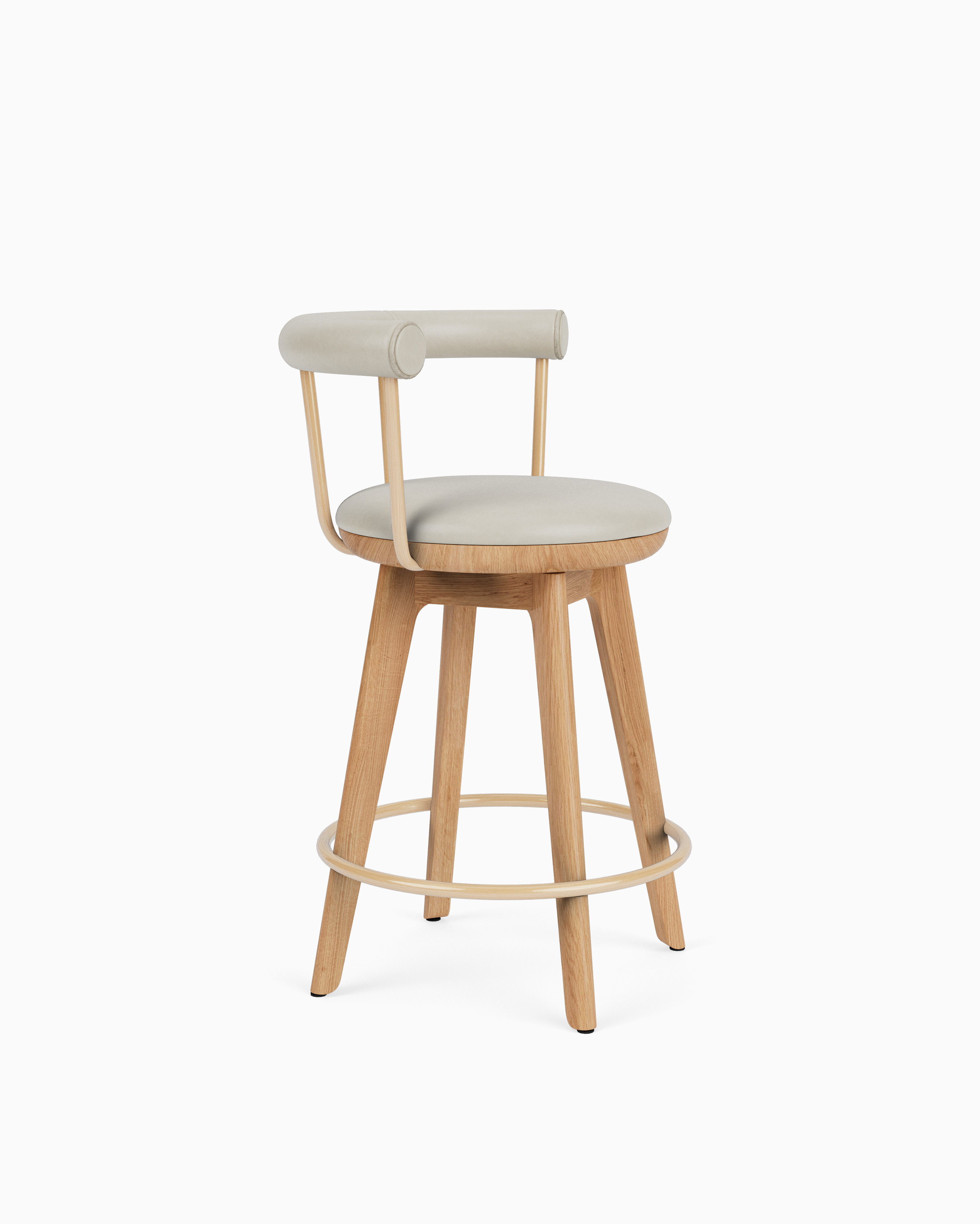 Keystone Swivel Bar Stool | Italian Leather & Solid Wood | Denver Modern