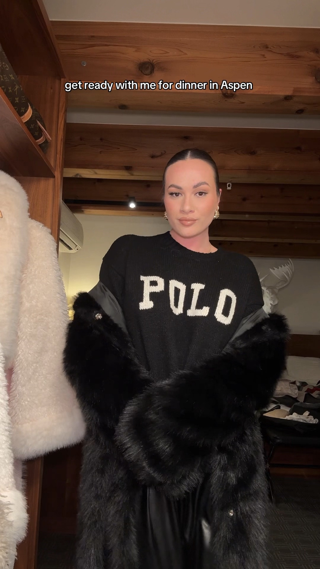 Get ready with me for dinner in Aspen - wearing the coziest sweater styled with leather pants and gold hoop earrings 

#LTKootd #LTKgrwm #LTKSeasonal