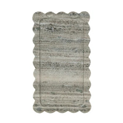 Scalloped Marble Tray with Natural Gray Finish | Wayfair North America