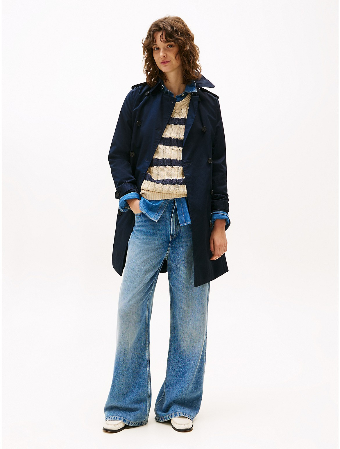 Tommy Hilfiger Women's Double-Breasted Belted Trench Coat - Navy - XS | Tommy Hilfiger (US)