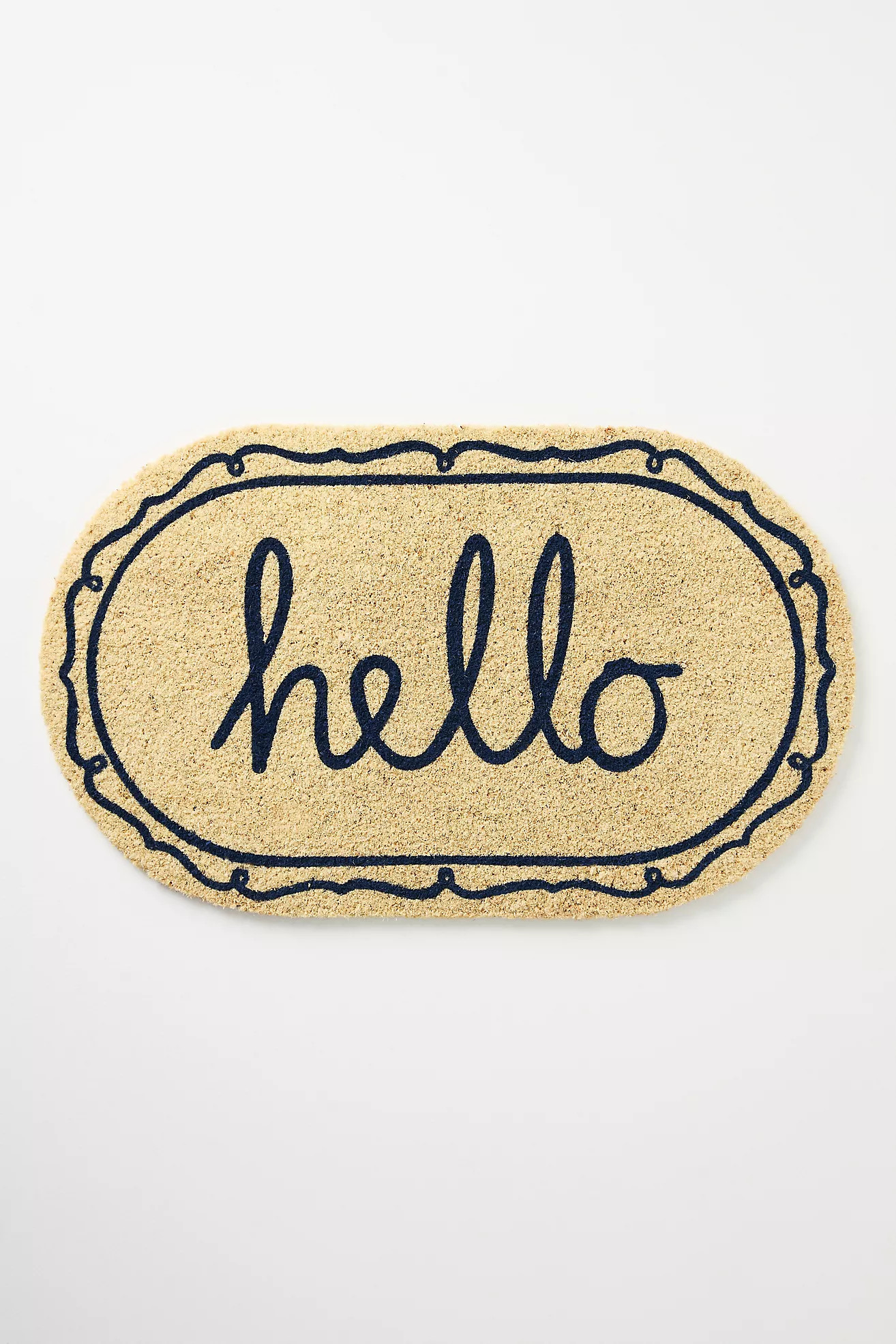 Hello Oval Printed Coir Doormat | Anthropologie (US)
