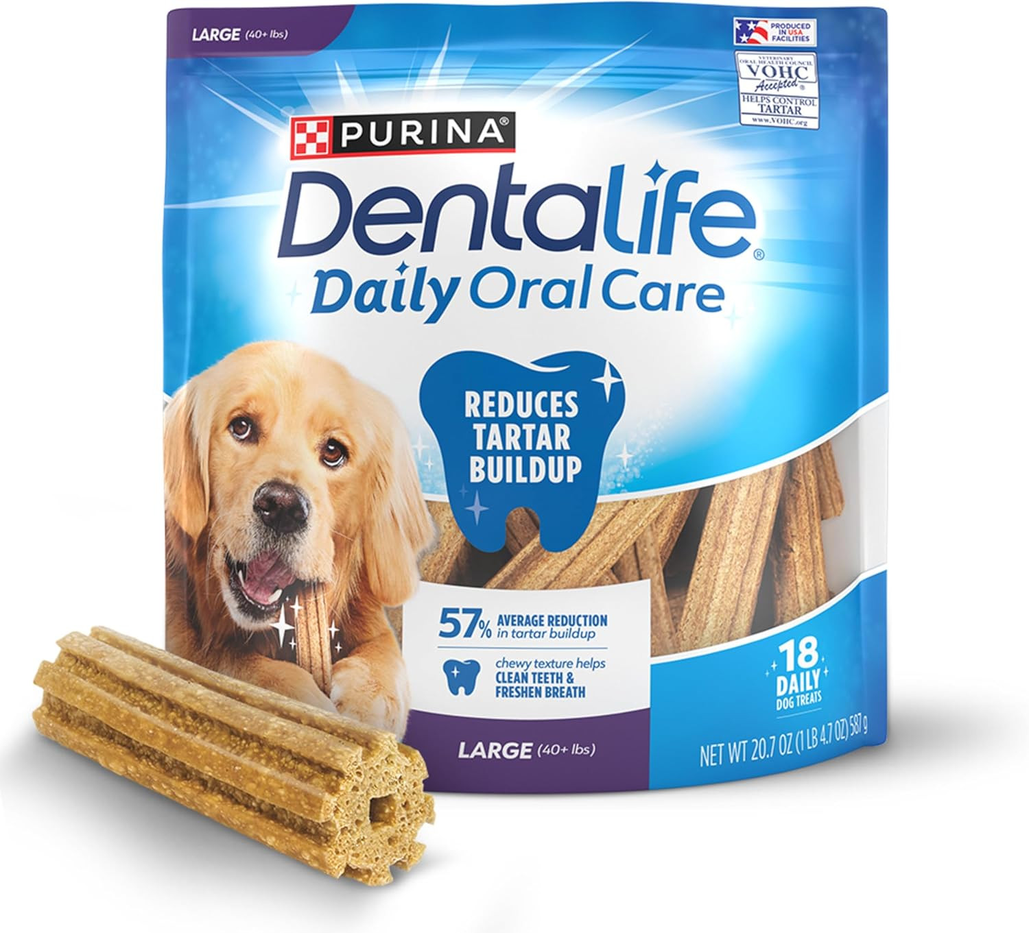 Purina DentaLife Made in USA Facilities Large Dog Dental Chews, Daily - 18 ct. Pouch | Amazon (US)