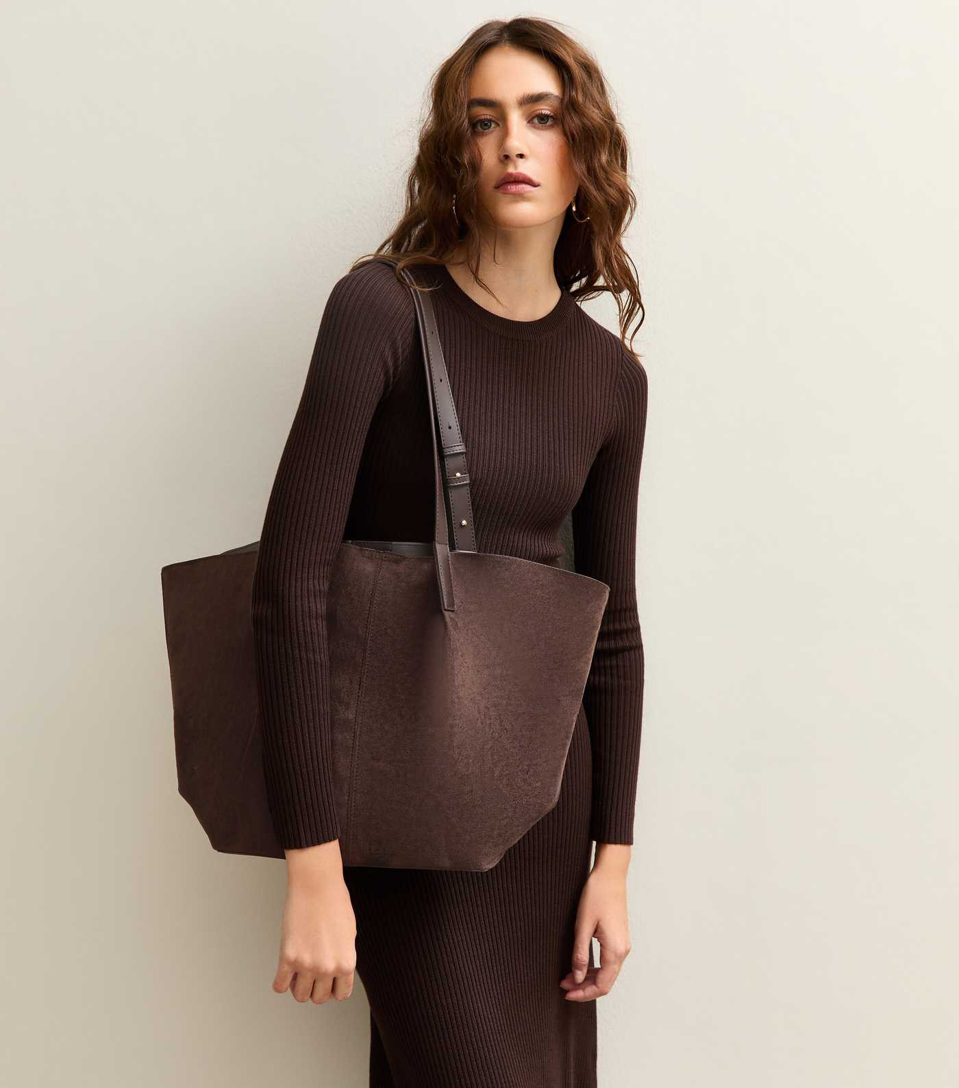 Brown Faux Suede Shopper Tote Bag | New Look | New Look (UK)