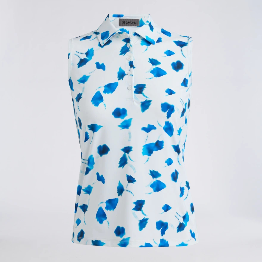 DROP FLORAL SILKY TECH NYLON SLEEVELESS POLO | WOMEN'S POLO SHIRTS | G/FORE | G/FORE | G-Fore