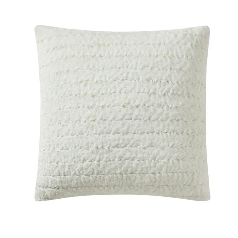 My Texas House Misha 20" x 20" Coconut Milk Faux Rabbit Fur Decorative Pillow Cover - Walmart.com | Walmart (US)