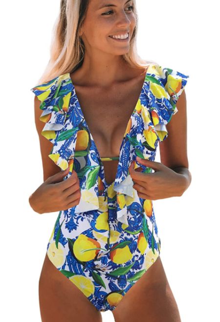 Lemon print bathing suit, one piece swimsuit for women 

#LTKswim #LTKunder100 #LTKunder50