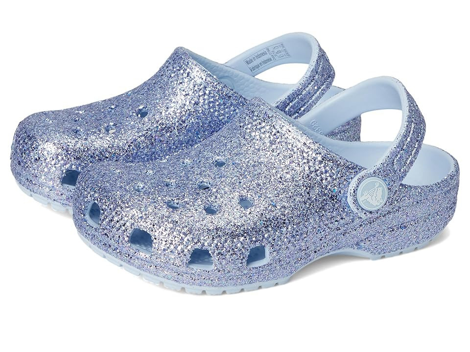 Crocs Kids Classic Glitter Clogs (Toddler) Kid's Shoes Blue Frost Glitter : 9 Toddler M, Synthetic | Zappos