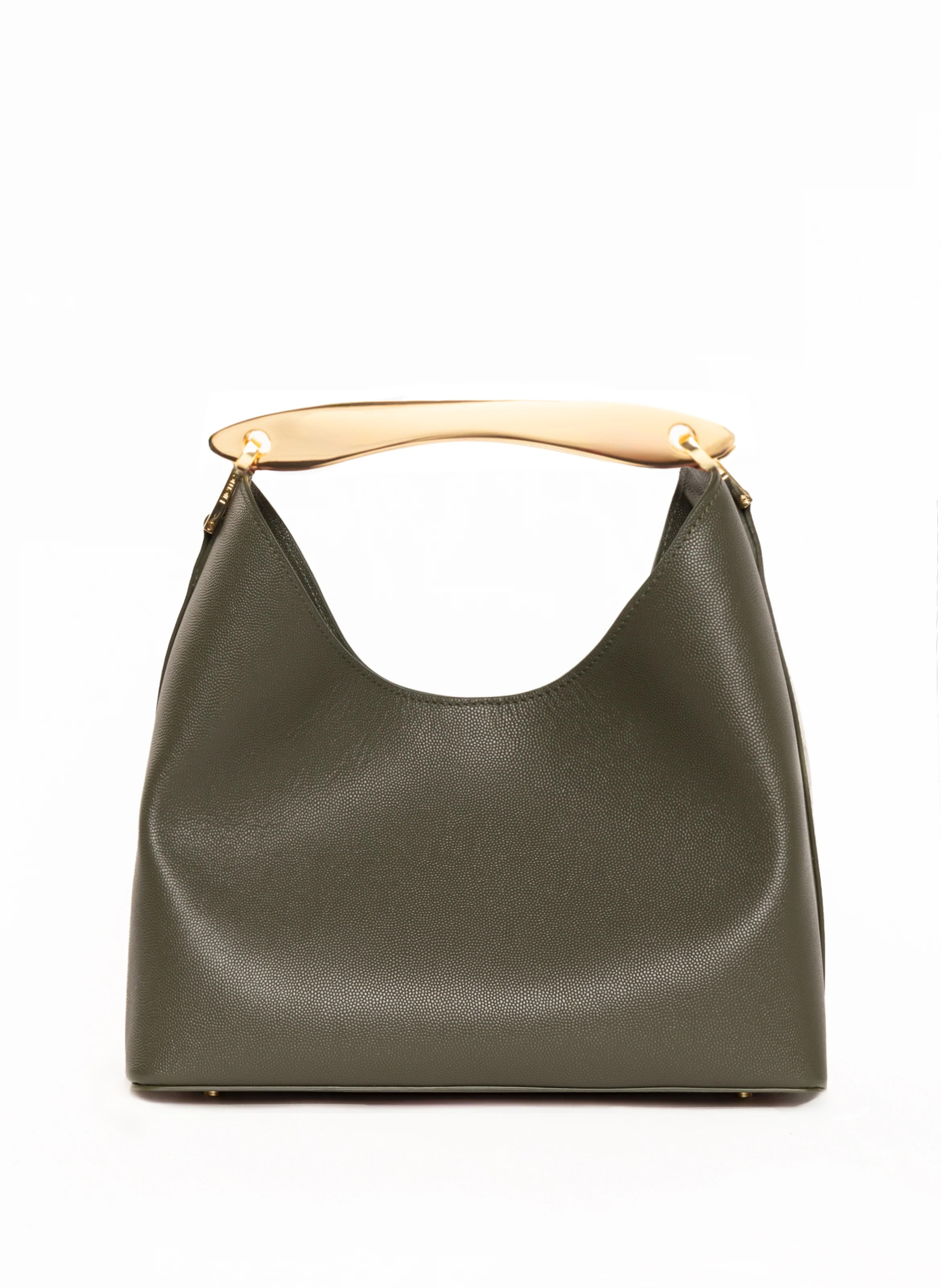 Boomerang Caviar Leather Khaki Green - French Leather Bags - Elleme | Elleme