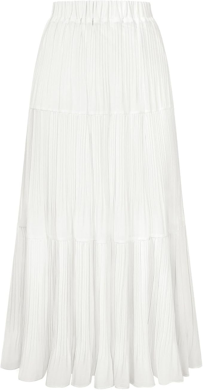 Kate Kasin 2026 Women's Chiffon Maxi Skirt, High Waist Pleated Skirts, Summer Flowy Long Skirts w... | Amazon (US)