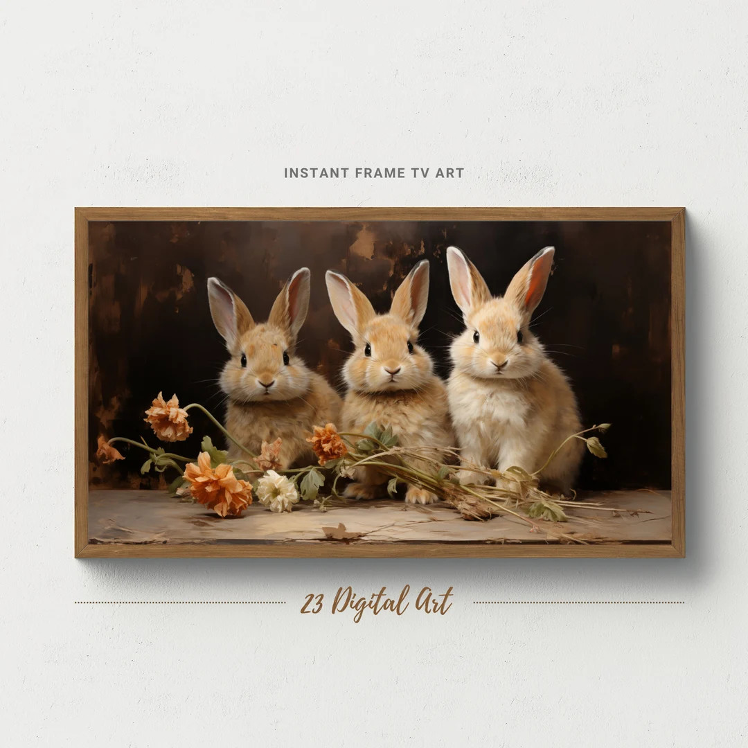 Frame TV Art, Easter Frame TV Art, Happy Easter Bunnies, Spring Frame TV Art, Easter Rabbits, Spr... | Etsy (US)