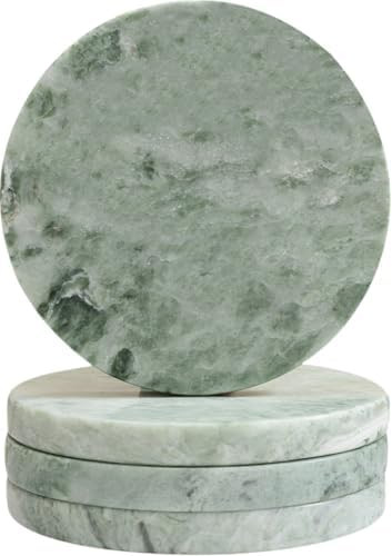 Green Marble Drink Coasters, Natural Stone Coasters - Set of 4, Elegant Home Decor | Amazon (US)
