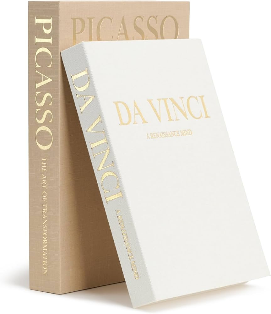 Decorative Storage Books Set (2) – Premium Linen Coffee Table Decor – Neutral Taupe & Beige ... | Amazon (US)