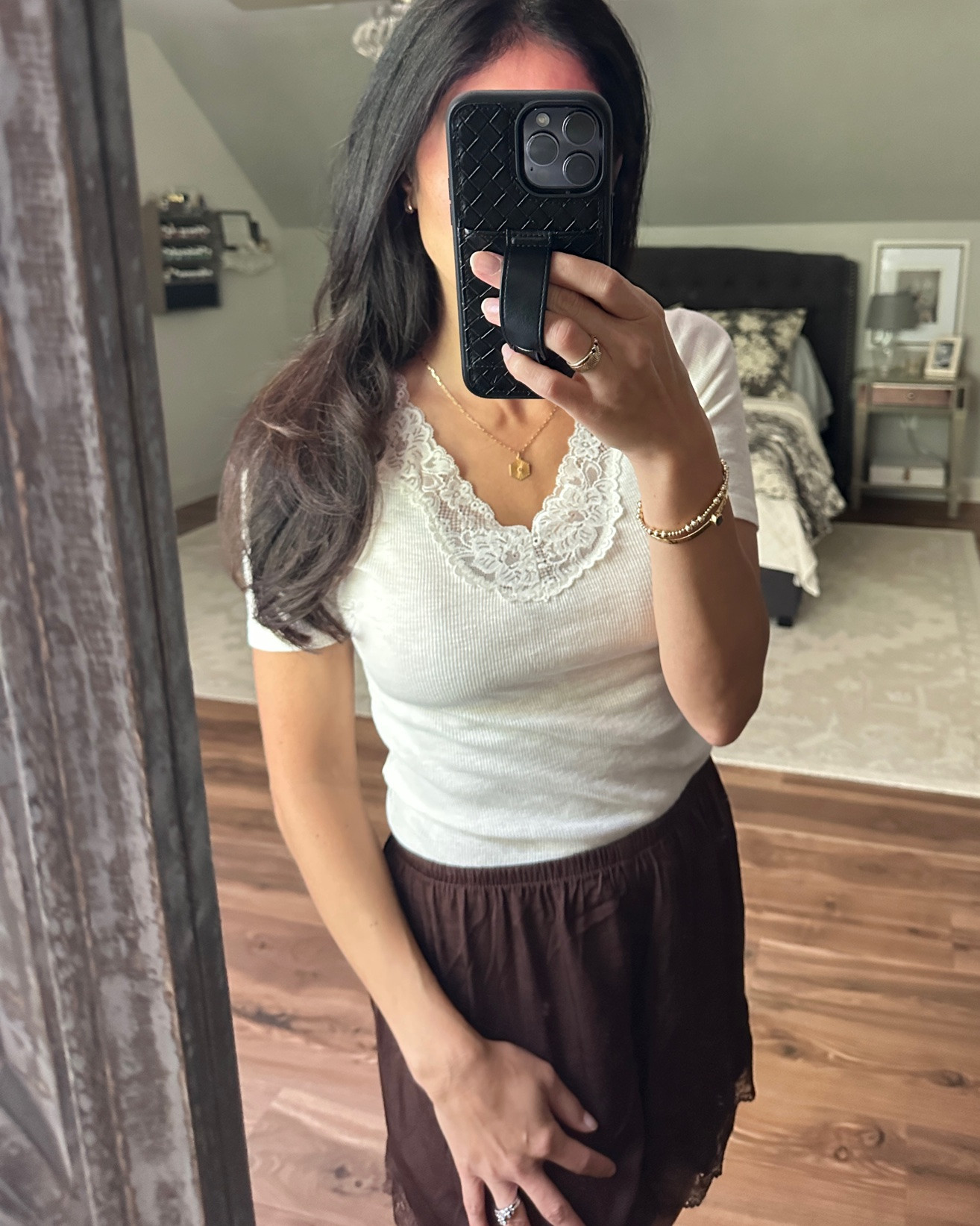 Most comfortable lace v-neck top. Comes in three colors. I’m wearing a size small.
Satin lace trim shorts are from aerie, and available in other colors. Wearing a size small.

#LTKootd #LTKWorkwear #LTKTravel