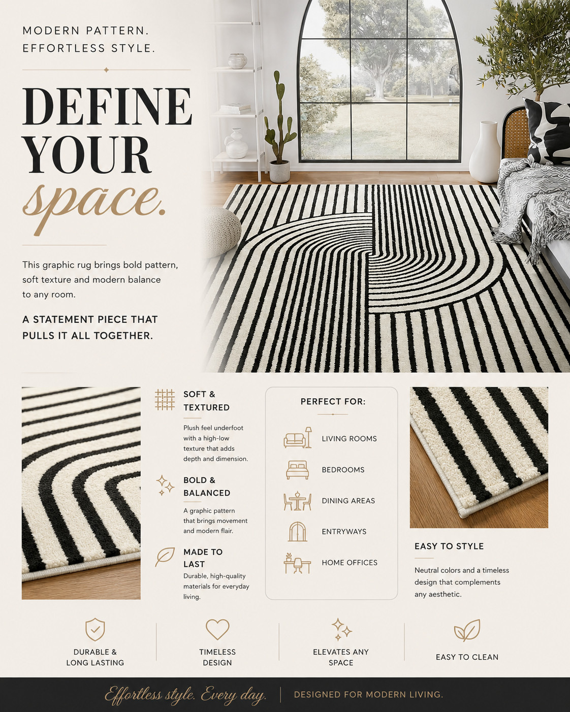 A little pattern can change the whole room. 🖤 #LTKHome #RugFinds #HomeDecor #ModernHome #InteriorStyle #HomeInspo 

 #LTKU #LTKSaleAlert