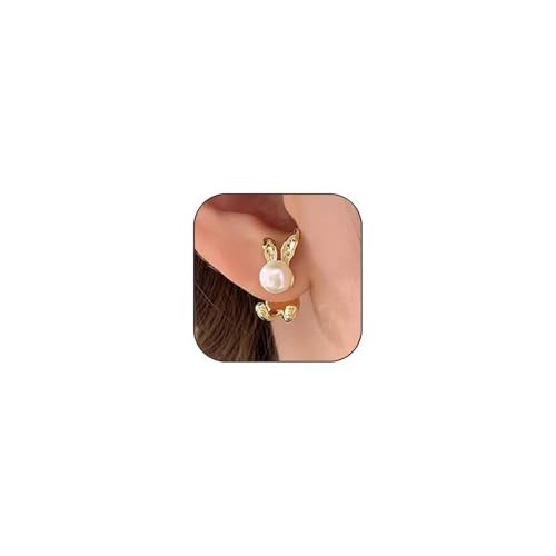 Easter Bunny Earrings for Women Cute Pearl Rabbit Ear Jacket Earrings for Women Party Jewelry (Rabbit Jacket earrings) | Amazon (US)