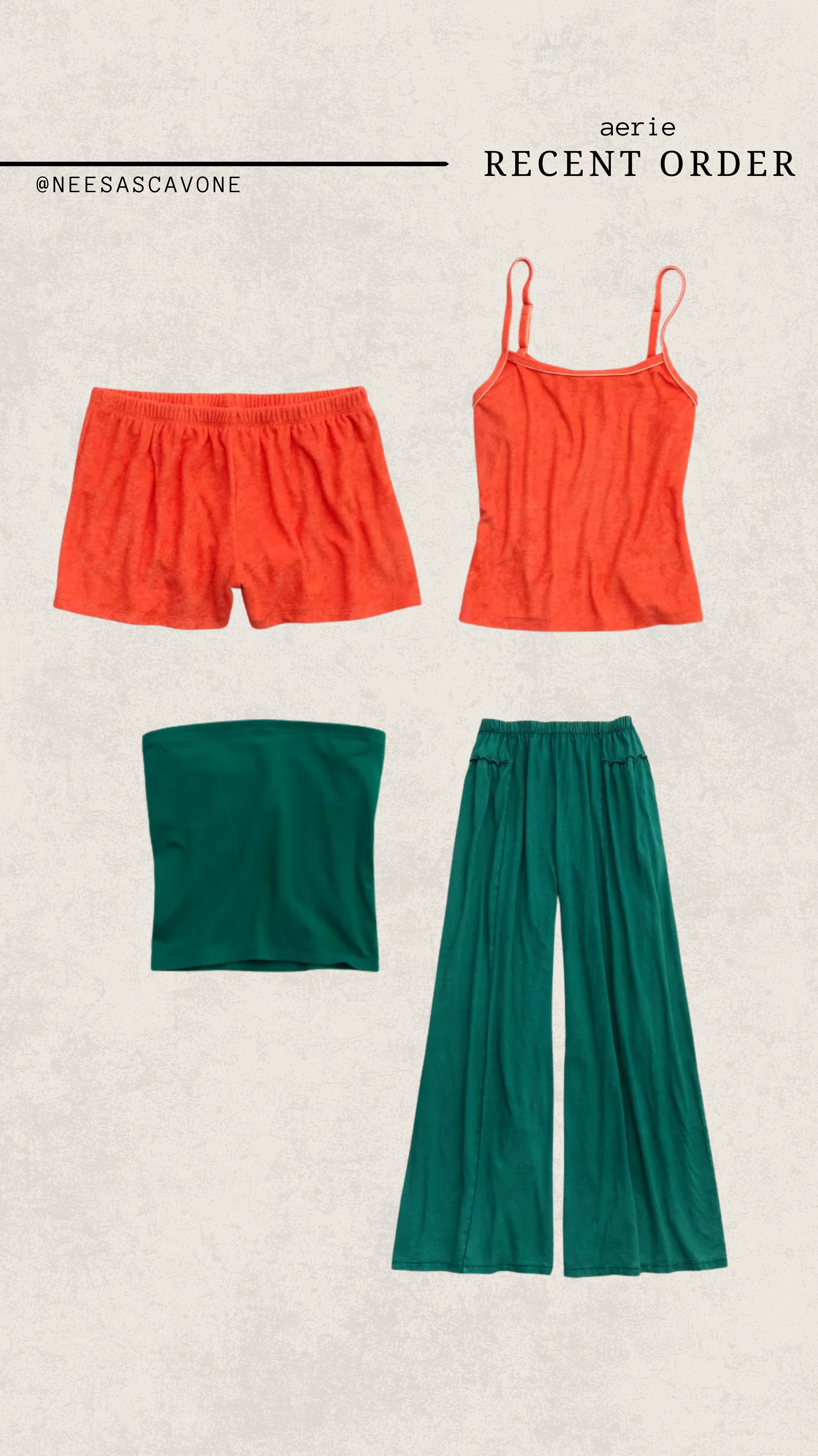 Aerie haul and honestly… these colors for summer are SO good ❤️💚 Grabbed a few comfy/lounge basics that are perfect for everyday wear, travel days, mom life, or just throwing on around the house. The material is buttery soft and the fit is so flattering. Linking everything in my ShopMy! Use code SHOPMY20 for an extra 20% off your order ✨ #aerie #aeriehaul #aeriepartner #summeroutfits #loungewear #matchingset #comfystyle #everydayoutfit #momstyle #casualoutfits #aestheticstyle #shopmy #fashionfinds #ootd #softgirlstyle #cozyfits #widelegpants #summerfashion #ltkstyle #neutralstyle

#LTKgrwm #LTKootd #LTKSaleAlert