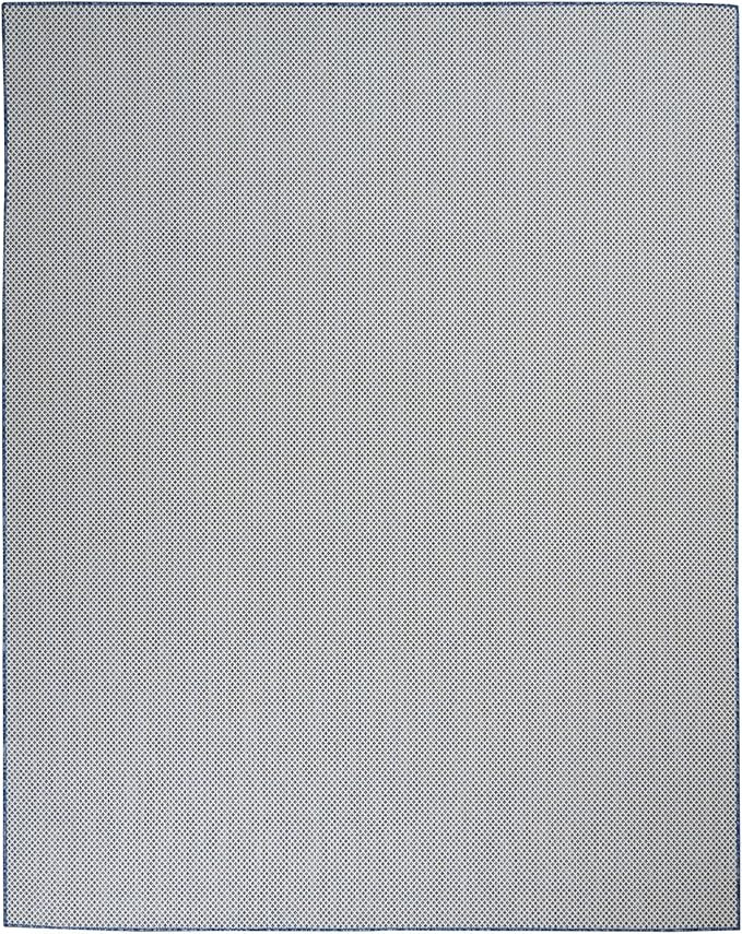 Nourison Courtyard Indoor/Outdoor Ivory Blue 8' x 10' Area Rug, Geometric, Easy Cleaning, Non She... | Amazon (US)